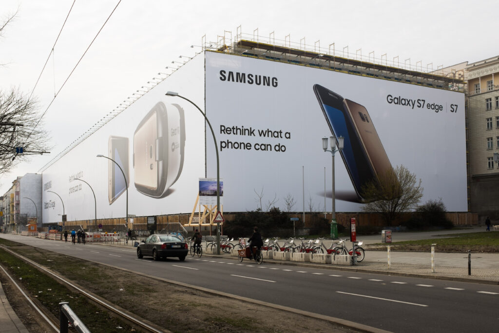 Large-scale branding signage solution showcasing outdoor advertising display